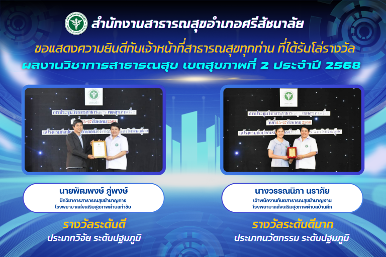 ขอแสดงความยินดีกับเจ้าหน้าที่สาธารณสุขทุกท่าน ที่ได้รับโล่รางวัล